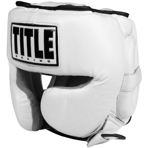 Title Boxing Leather Training Sparring Headgear - Large - White
