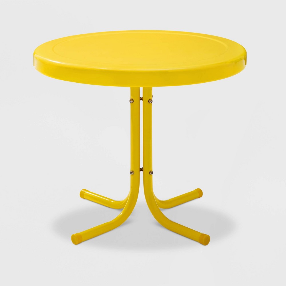 Photos - Garden Furniture Crosley Retro Metal Patio Side Table Bright Yellow Gloss 