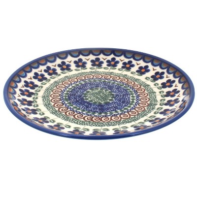 Blue Rose Polish Pottery Aztec Flower Dessert Plate