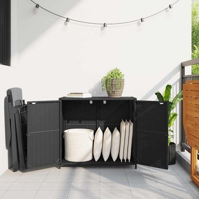 Garden Storage Cabinet PE Rattan Medium Durable  vidaXL