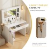 ELJGET Dressing Table, Mirror and Lights, Makeup Vanity Table with Charging Station , 2 Drawers & Large Cabinet, 3 Lighting Color Adjustable - 3 of 4