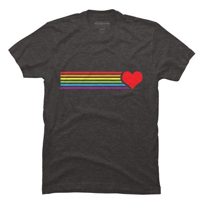 Design By Humans Pride Racing Stripe Heart By Belugastore T-Shirt - Charcoal Heather - Small
