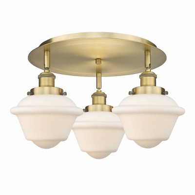 Oxford - 3 Light Flush Mount In Art Deco Style-8 Inches Tall and 18.25 Inches Wide