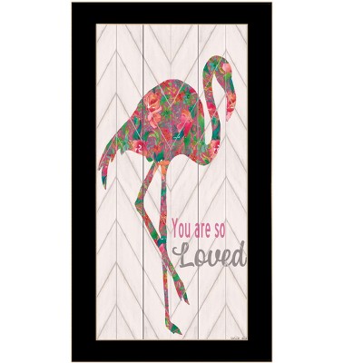 HomeRoots You are so loved Flamingo Black Framed Print Wall Art