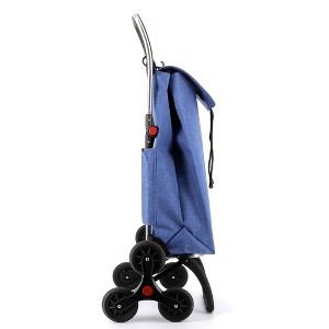 Rolser I-Max Tweed 6 Wheel Stair Climber Foldable Shopping Trolley Blue - 1 of 4