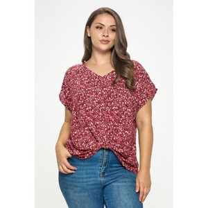 WEST K Women's Leah V Neck Short Dolman Sleeve Front Knob Blouse - 1 of 4