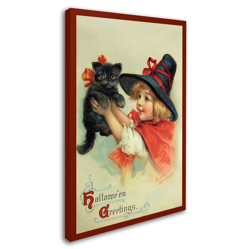 Trademark Fine Art -Vintage Apple Collection 'Little Witch And Halloween Kitty' Canvas Art, 1 of 4