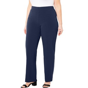 Catherines Women's Plus Size Petite Refined Pull-On Curvy Pant - 1 of 4