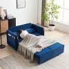 Racxily 54" Modern Convertible Sofa Bed with 2 Detachable Arm Pockets, Velvet Loveseat Multi-position adjustable Sofa with 2 Pillow - 2 of 4