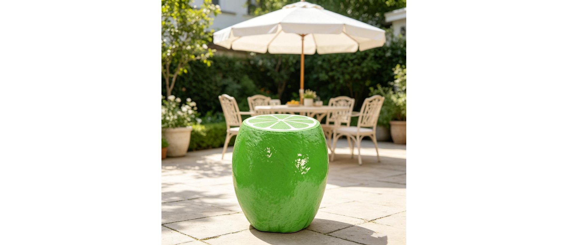 Lemon Fruit Stool, Resin Side Table, Plant Stand for Indoor Outdoor Garden Decor