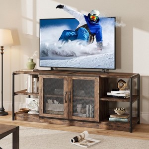 TV Stand, Entertainment Center with Storage Cabinet and Mesh Doors, TV Media Console Table - 1 of 4