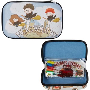 Harry Potter Hogwarts Pencil Case Set with Stickers and Gel Pens for Kids, Molded with Zip Closure - 1 of 1