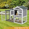 48'' Weatherproof Rabbit Hutch Bunny Cage w/2 Lockable Doors, Pull-Out Tray & PVC Roof for Guinea Pigs (Green/White) - 3 of 4