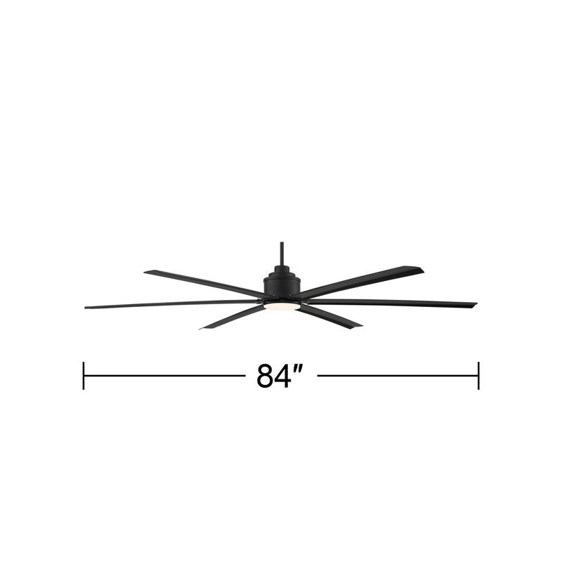 84" Casa Vieja Modern Industrial Outdoor Ceiling Fan with Dimmable LED Light Remote Control Matte Black Wet for Patio Exterior, 4 of 10