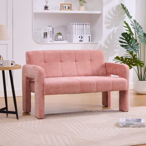 Nordic Modern Chenille Upholstered Accent Chair, 2-Seater Sofa with Plush Cushion, Armrests Chair for Living Room or Bedroom-Koiai - 1 of 4