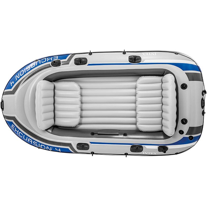 Intex Excursion 4-Person Inflatable Boat Set for Fishing and Boating with 2 Aluminum Oars, High-Output Air Pump, and Repair Kit, 1100 Pound Capacity, 5 of 8