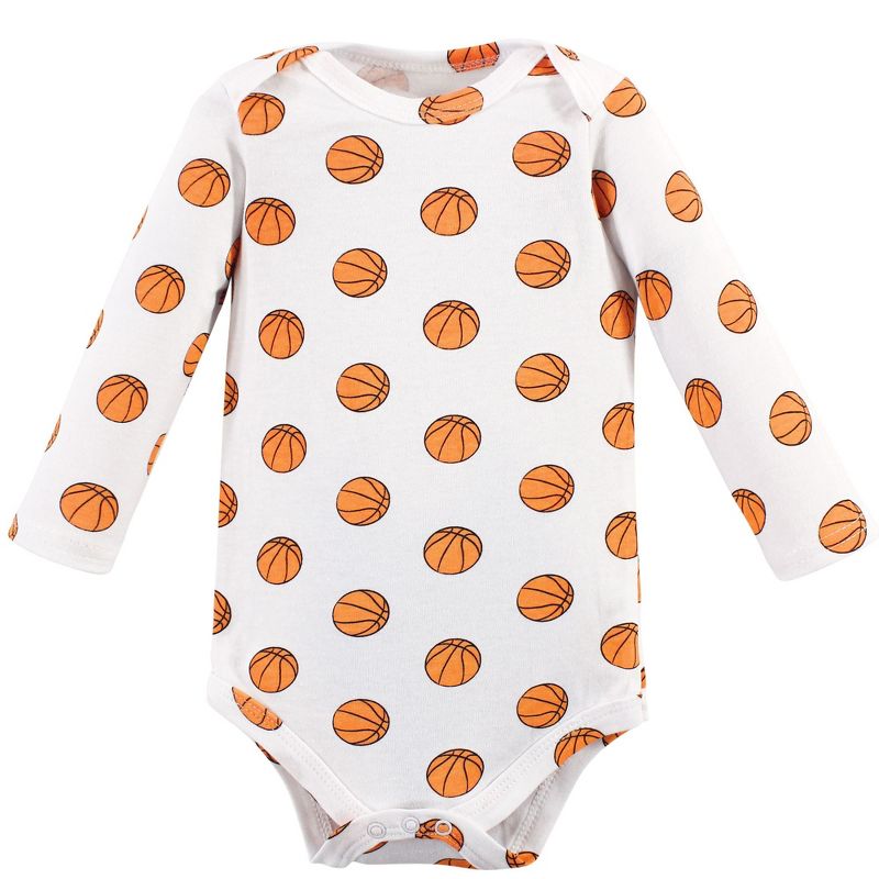 Hudson Baby Infant Boy Cotton Long-Sleeve Bodysuits 5pk, Basketball, 5 of 8