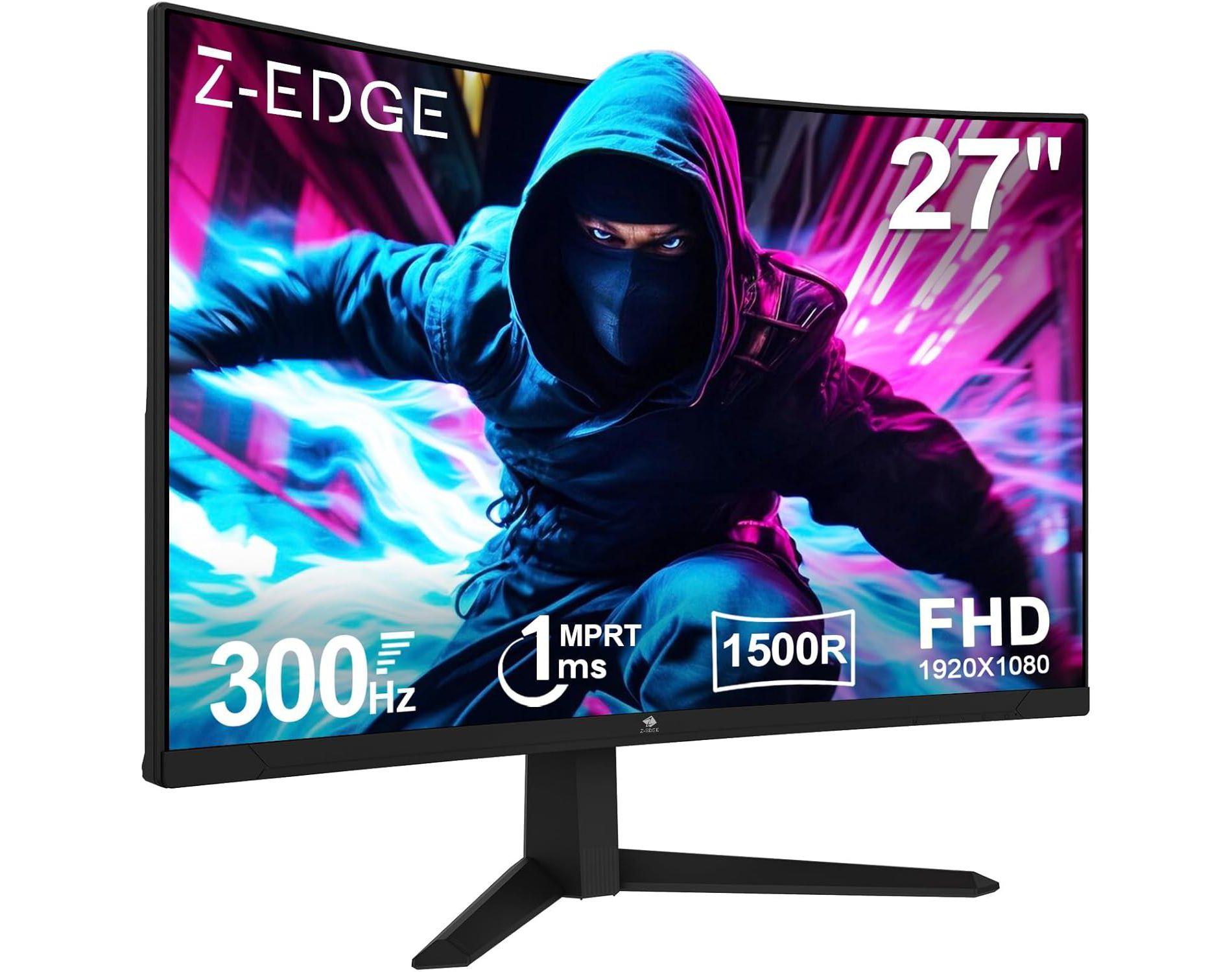 Z-EDGE UG27S 27” 300Hz Curved Gaming Monitor, FHD(1920x1080) 16:9 Frameless, 1ms Freesync Eye Care, 2×Display Port, 2×HDMI