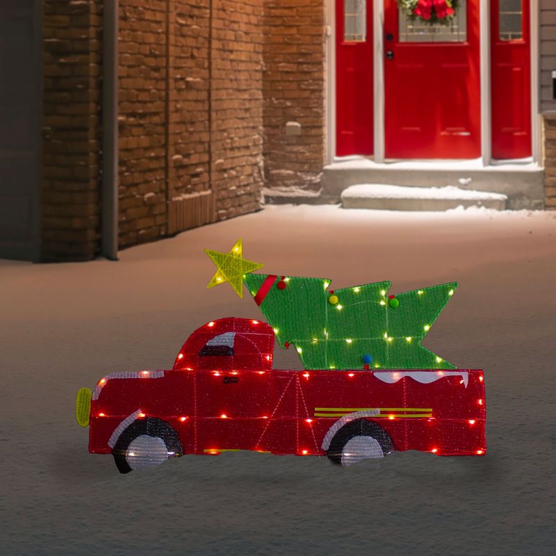 Northlight 36" LED Lighted Red Truck with Christmas Tree Outdoor Decoration, 2 of 8