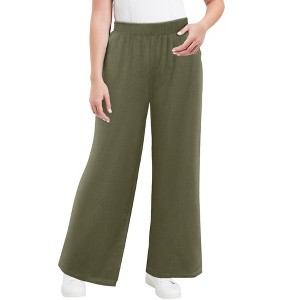 June + Vie by Roaman's Women's Plus Size Wide-Leg Pant - 1 of 2