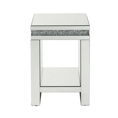 Gleaming 53'' Mirrored Wood Accent Table with Faux Diamonds