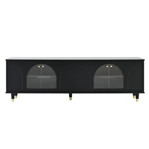 YOOCOZZ Stylish Style TV Stand for TVs Up to 78'' with Adjustable Shelves, Gold Handles and Arch Fluted Glass Doors - 1 of 4