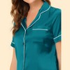 cheibear Women's Silky Satin Button Down Shirt with Shorts Sleepwear Pajama Sets - 4 of 4