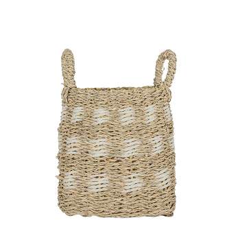 6.75 Inch Basket White Seagrass & Rope by Foreside Home & Garden