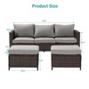 Sonkuki 3-Seater Patio Sofa Set Brown/Gray Rattan with Ottomans - 3 of 4