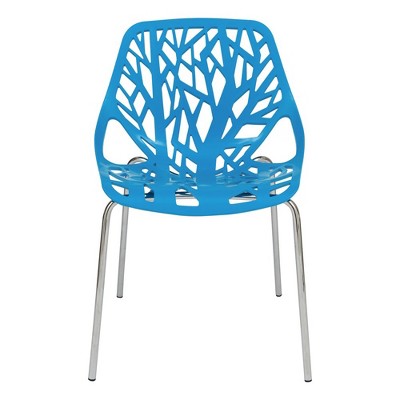 Asbury Chromed Metal Cut-Out Blue Side Chair