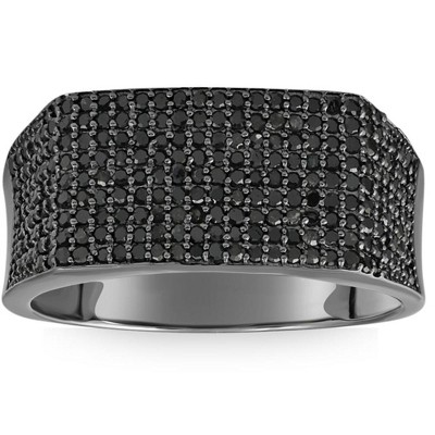 Pompeii3 1Ct Black Diamond Men's Black Gold Pave Wedding Ring