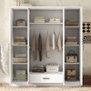 TIRAMISUBEST 4-Door Mirror Wardrobe with Storage Shelves and Hanging Rod, Bedroom Closet Armoire with 1 Drawer and Mirror Doors - 2 of 4