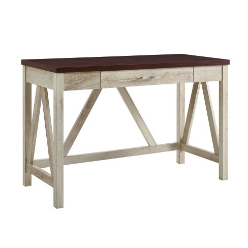 Real Living Rustic Brown Wash 2-Drawer Writing Desk