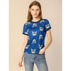 Allegra K Women's Cat Contrast Cartoon Print Tee Casual Summer T-Shirt - 4 of 4