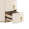 INFURNIC Nightstands 2 Set Upholstered Nightstand with 3 Drawers Round Design Marbling Sticker Top Metal Handles, Beige, 15.75"*15.75"*20.67" - 3 of 4
