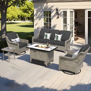 XIZZI OUTDOOR SWIVEL ROCKER SETS: 3-PC Rocker + Modular Sofa & Fire Pit Options - All-Weather Fabric, 8 Color Choices for Patio, Garden, Poolside - 1 of 4