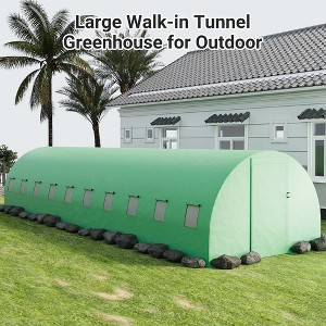 Greenhouse for Outdoors, Large Walk-in Tunnel Greenhouse with Upgraded Swing Door - 1 of 4