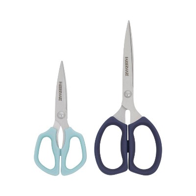 Farberware All Purpose Scissors with Blade Cover and Soft Grip Handles and Razor Sharp Blades Gray, Size: 2 PC