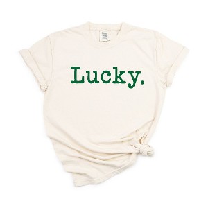 Simply Sage Market Women's Lucky Typewriter Short Sleeve Garment Dyed Tee - 1 of 4
