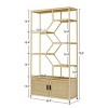 Wooden Bookshelf With Storage Storage Rack With Rattan Door Cabinet Room Divider Bookcase Entryway Cabinet Shelving Units-The Pop Home - 4 of 4