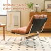 KWPZQEB Accent Chair Mid-Century Modern Chair with Metal Legs and Soft Padded, Leather Chair with High Back for Living Room, Bedroom - 3 of 4