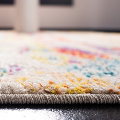 Beige and Yellow Synthetic Flat Woven Square Rug
