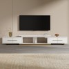 LOVSON 63.4'' to 94.5'' Expandable Stainless Steel Pedestal Entertainment Center, with 4 Drawers & 2 Open Shelf ,for Living Room Media Console,White - 2 of 4