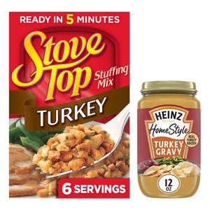 Stove Top 6oz Turkey Stuffing Mix + Heinz 12oz Home Style Roasted Turkey Gravy - 1 of 4