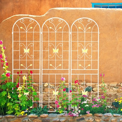 Aghana Digitals 4-Pack 86.7"x19.7" Rustproof Metal Trellis for Climbing Plants, Outdoor Flower