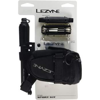 LEZYNE M-Caddy Sport Kit Bike Saddle Bag with Pump Tool Patches Tire Levers, Bikepacking Essentials Organizer - Black