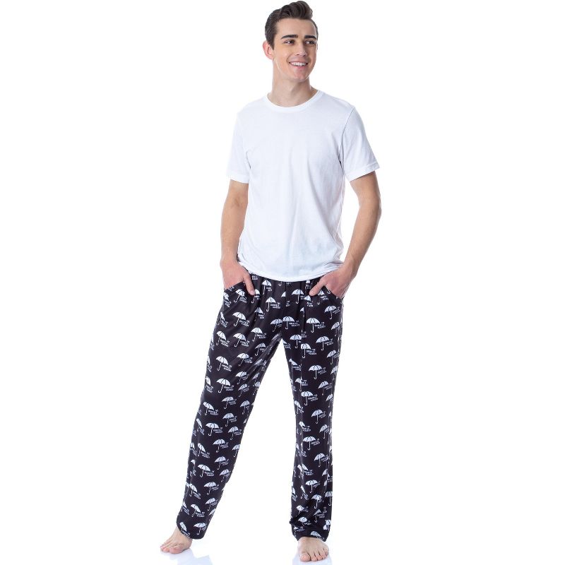 The Umbrella Academy Mens' TV Series Logo Icon Tossed Print Pajama Pants Black, 2 of 6