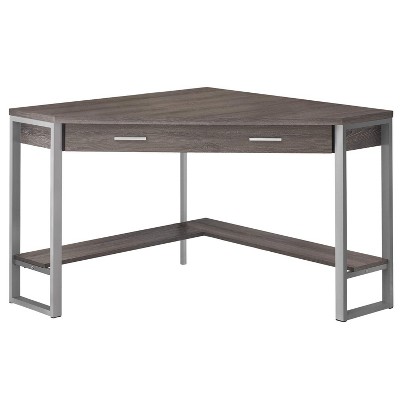 Monarch Specialties Computer Desk Home Office Corner Storage Drawers 42InchL Work Laptop Metal Laminate Brown Grey Contemporary Modern