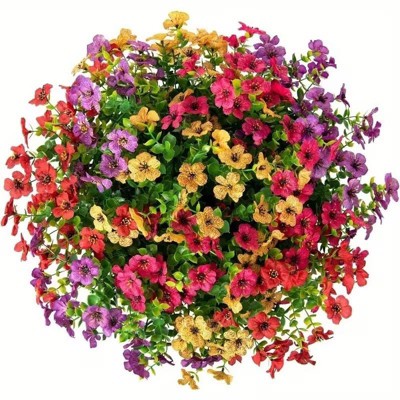 Attop 24 Bundles Artificial Fake Plants Flowers for Outdoor Outside Spring Summer Decoration, Colorful Mix Daisy UV Resistant Realistic