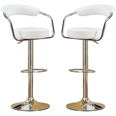 Set of 2 Contemporary Style Bar Stool Counter Height Chairs Adjustable Swivel Kitchen Island Stools